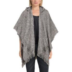 Quagga Dove Feathers Hooded Ruana for Ladies Poncho Sweater